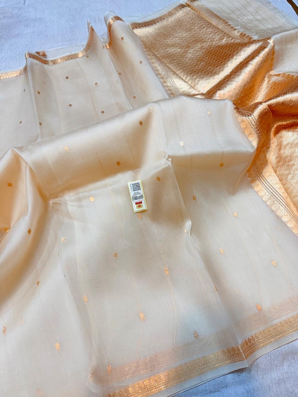 Pure Handloom Kora Banarasi Saree