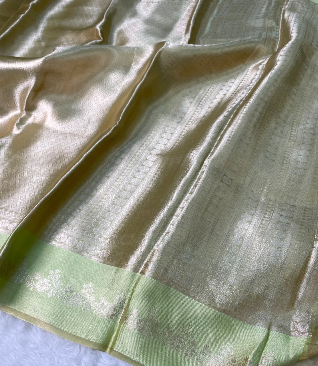 Banarasi Soft Brocade Tissue Silk Saree With Satin Patta Border