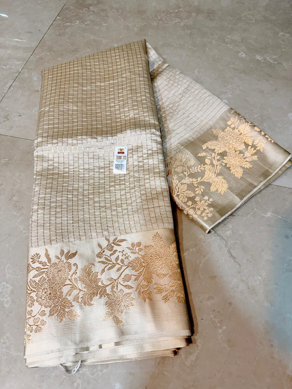 Pure Handloom Soft Katan Silk Saree With Mashru Border Satin Silk