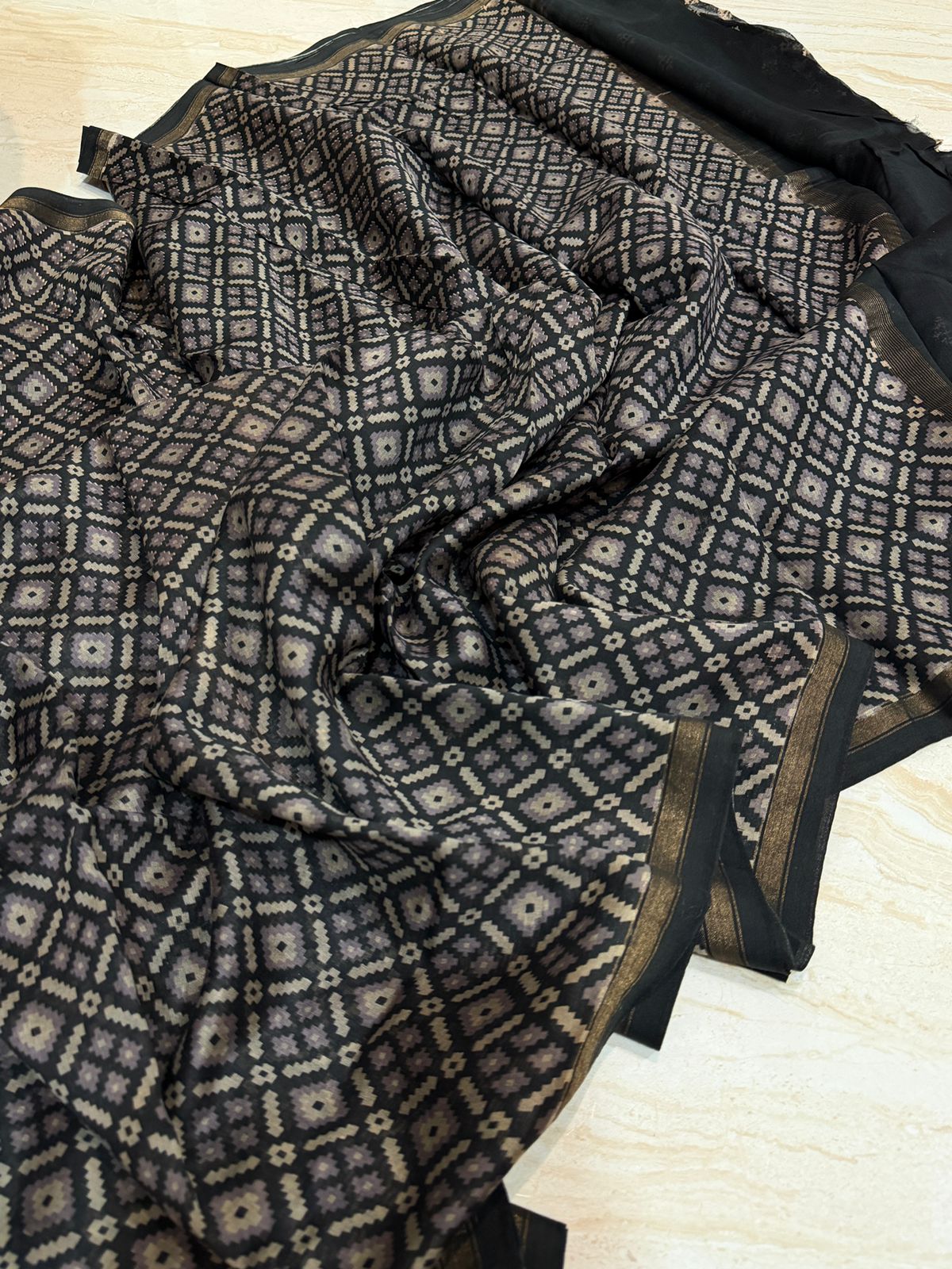 Chanderi Silk Cotton Hand Block Ajrakh Print