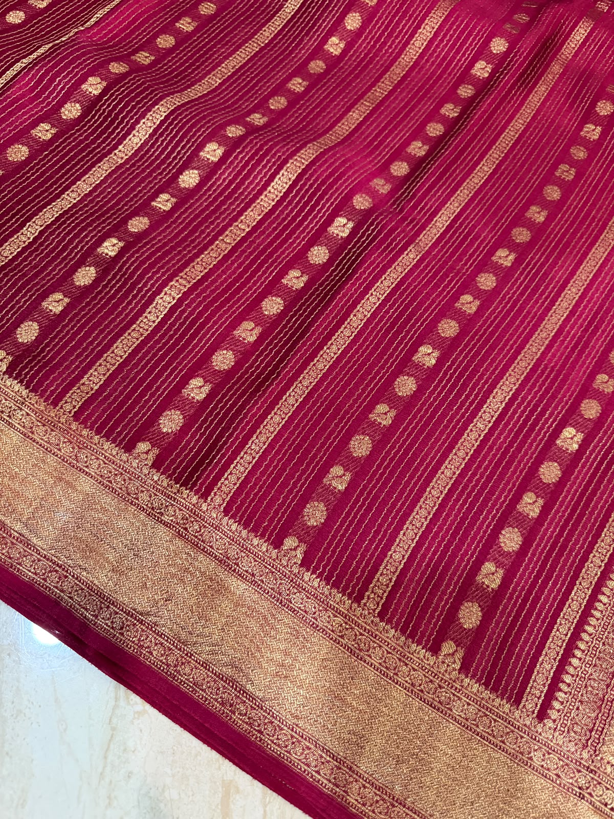 Mysore Brocade Crepe Silk With Zari Weave All Over