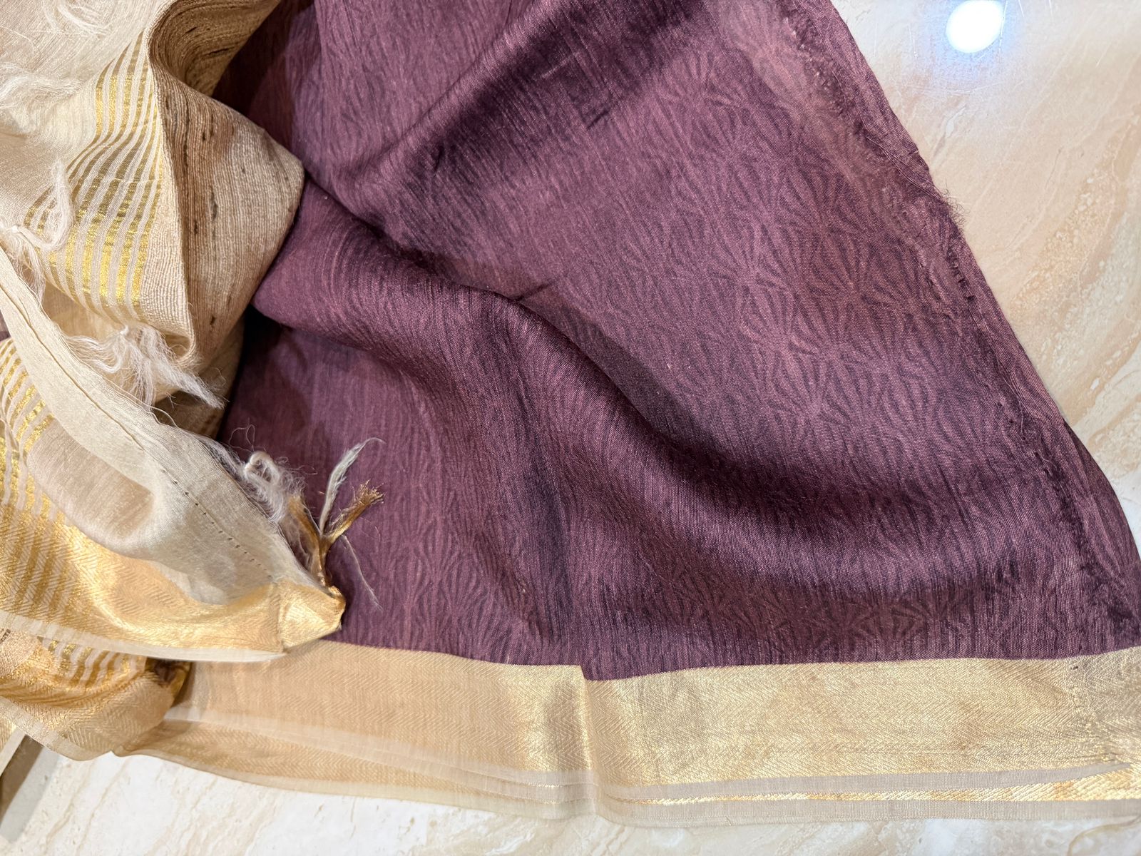 Banarasi Munga Digital Print Saree With Ghachi Tussar Pallu