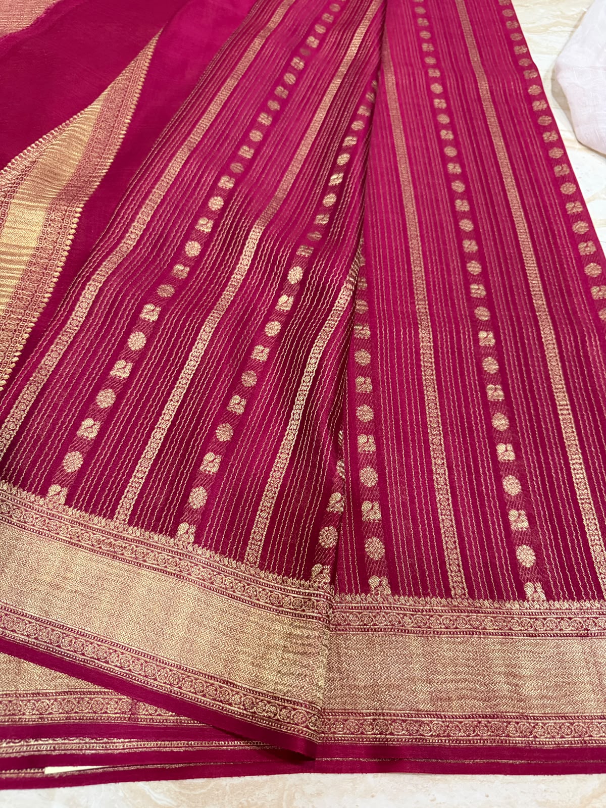 Mysore Brocade Crepe Silk With Zari Weave All Over