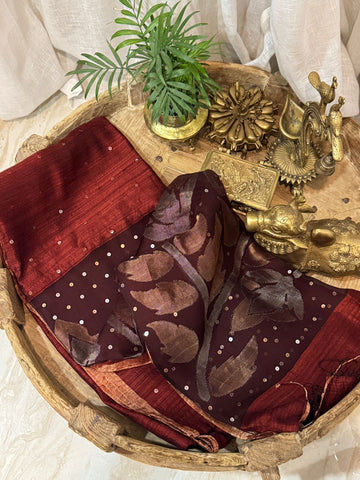 Premium Pure Matka Silk Jamdani Saree with Sequins Work