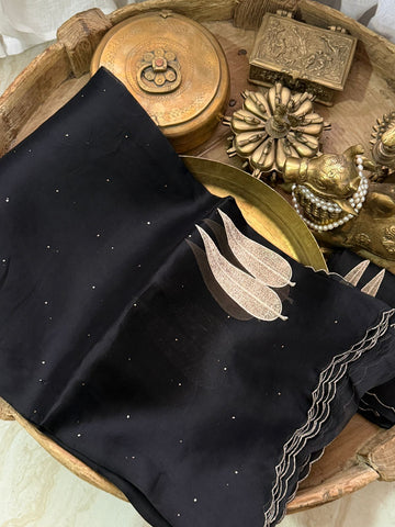 Pure Organza Elegance with Pita Leaf Motifs