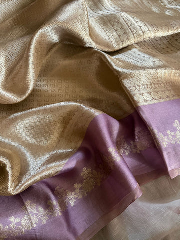 Banarasi Soft Brocade Tissue Silk Saree With Satin Patta Border