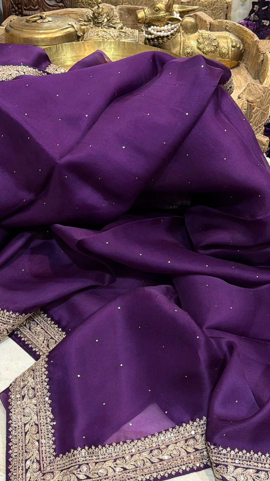 Sabyasachi-Inspired Organza Saree with Embroidery Border