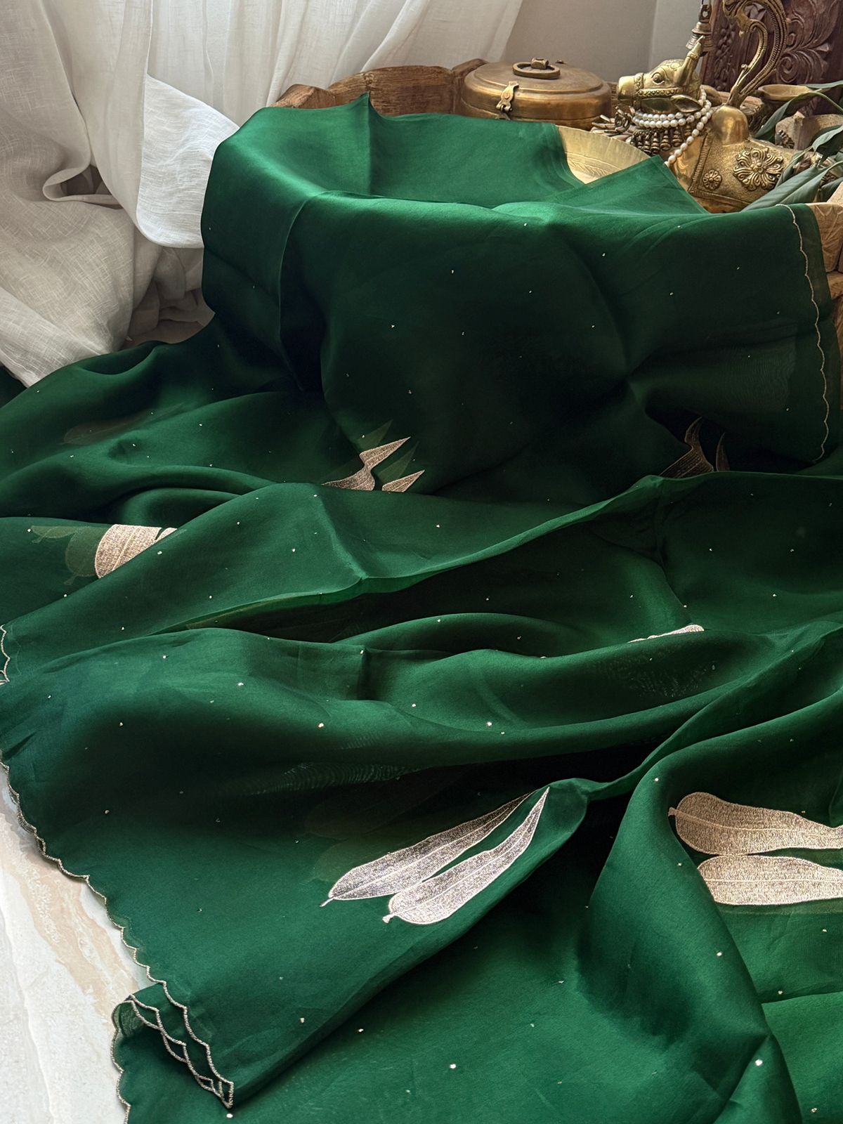 Pure Organza Elegance with Pita Leaf Motifs