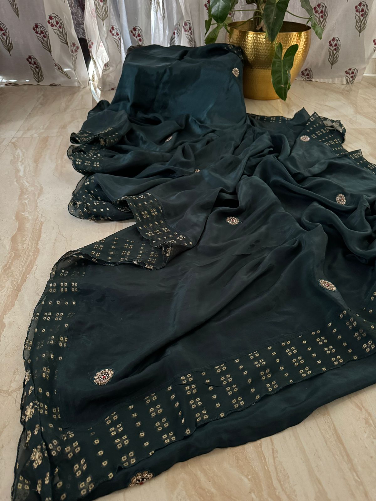 Elegant Satin Crepe Silk Designer Saree with Hand Zardozi Work