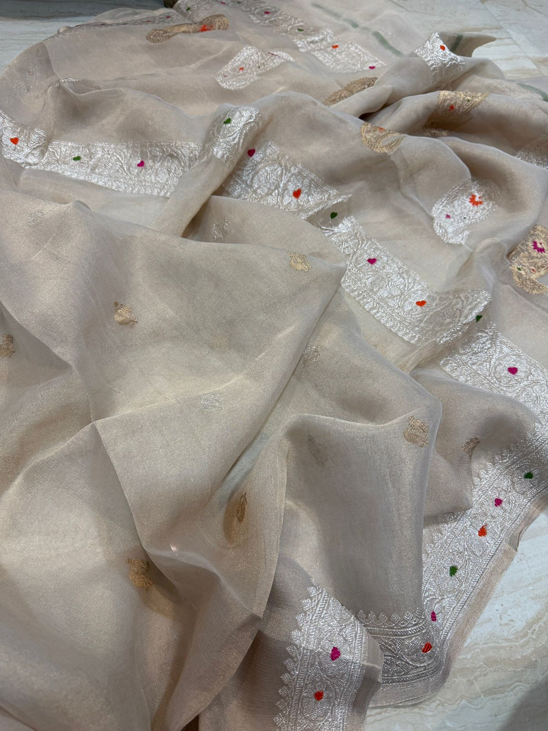 PURE BANARASI CHIFFON TISSUE SILK SAREE