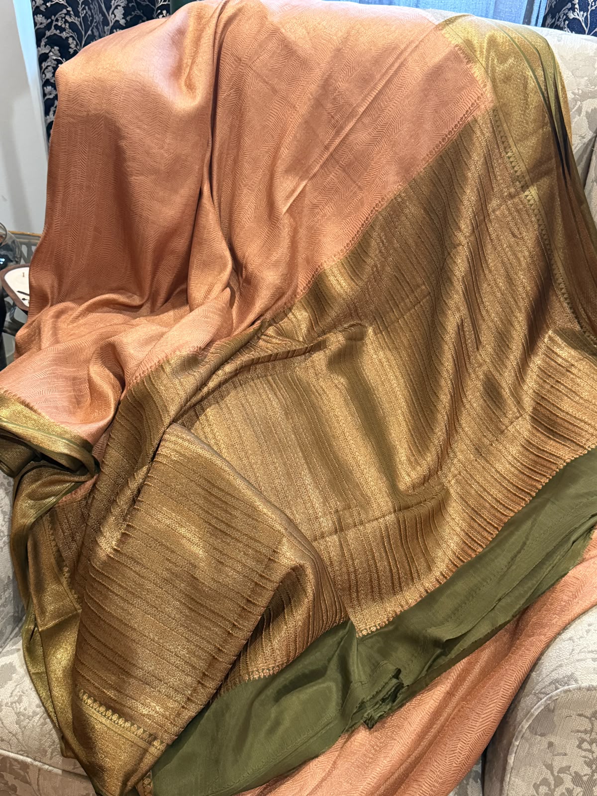 Pure Mysore Brocade Crepe Silk With Antiq Zari Weave