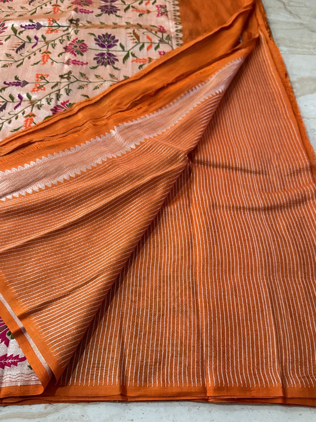Pure Tussar Georgette Banarasi Saree with Paithani Weave