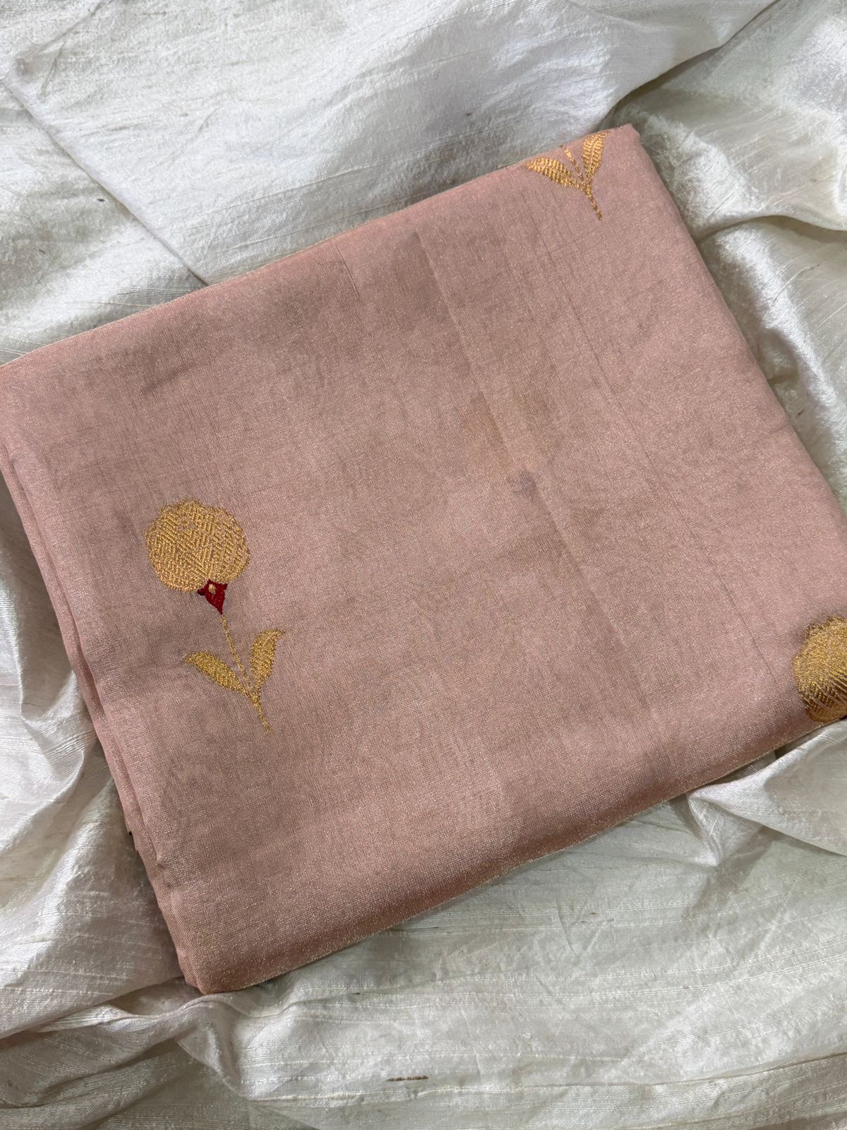 Chanderi Pattu Tissue Silk Saree with Ek Naliya Weave Butta