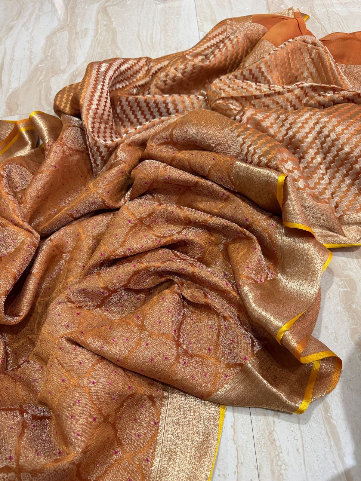 Pure Mysore Brocade Crepe Silk Saree With Meenakari Weave