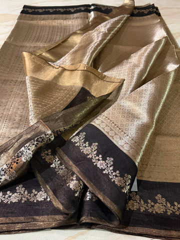 Banarasi Soft Brocade Tissue Silk Saree With Satin Patta Border