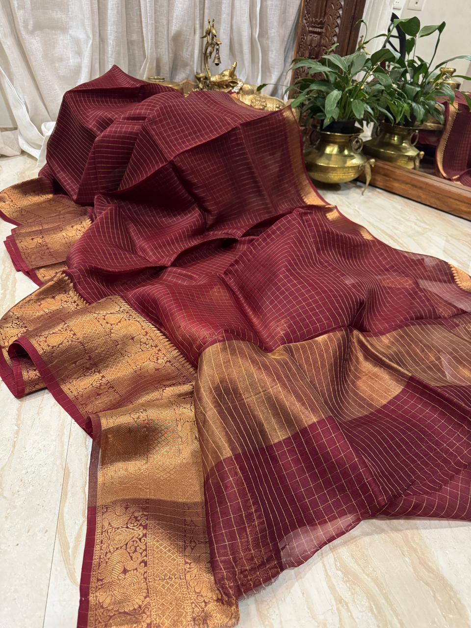 Pure Handloom Kora Banarasi Saree