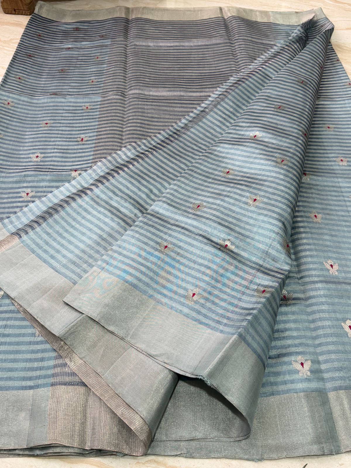Pure Handloom Chanderi Pattu Tissue Silk Saree