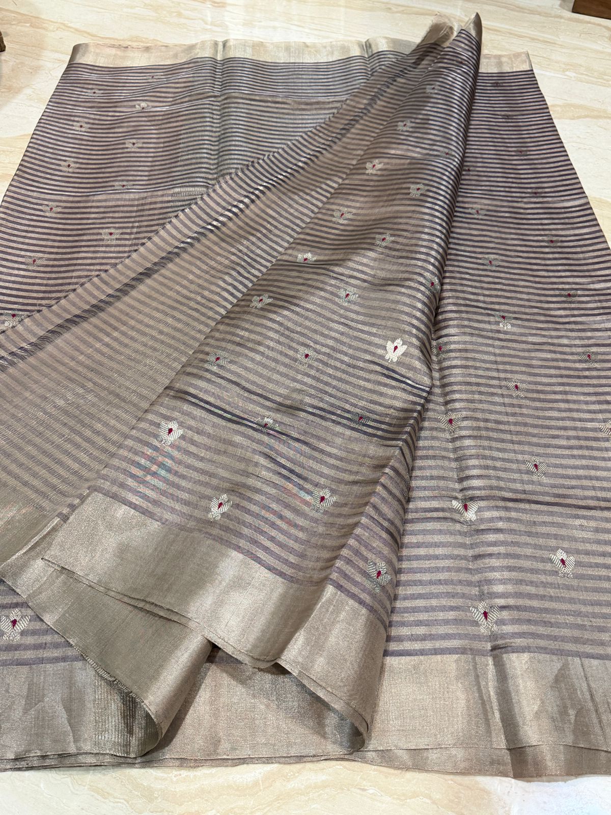 Pure Handloom Chanderi Pattu Tissue Silk Saree