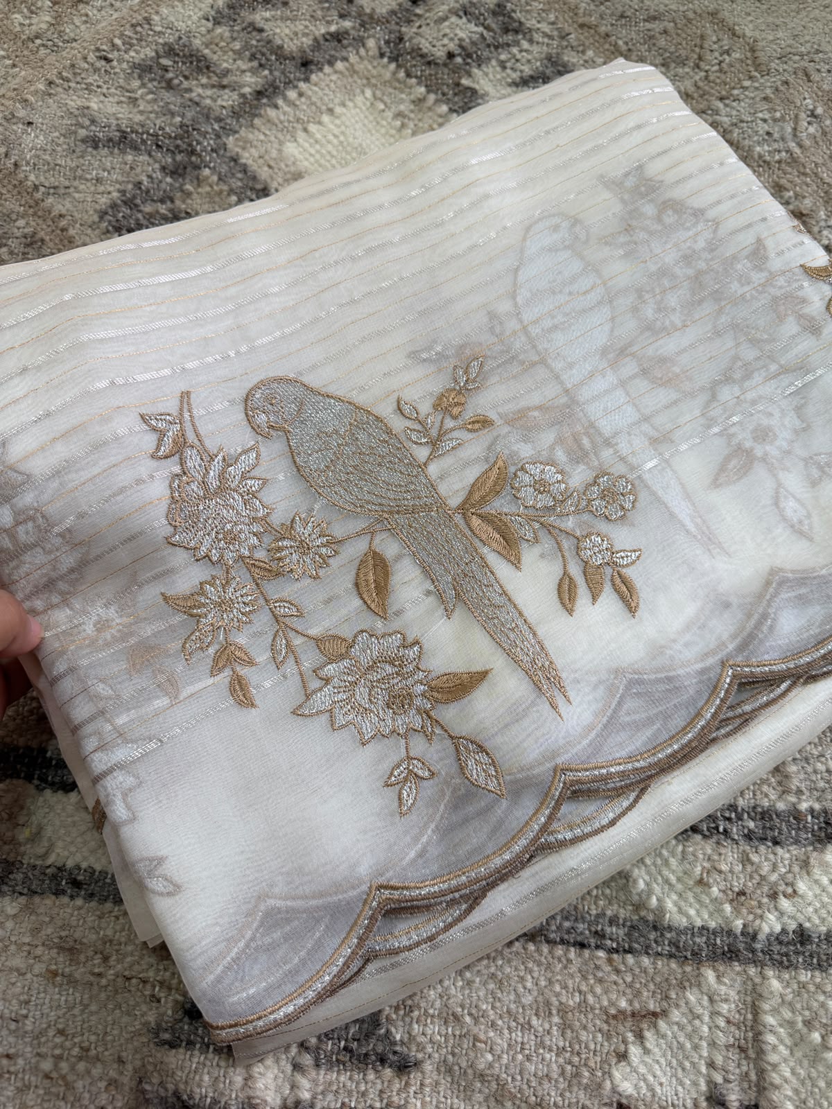 Pure Organza Silk Saree With Beautiful Embroidery