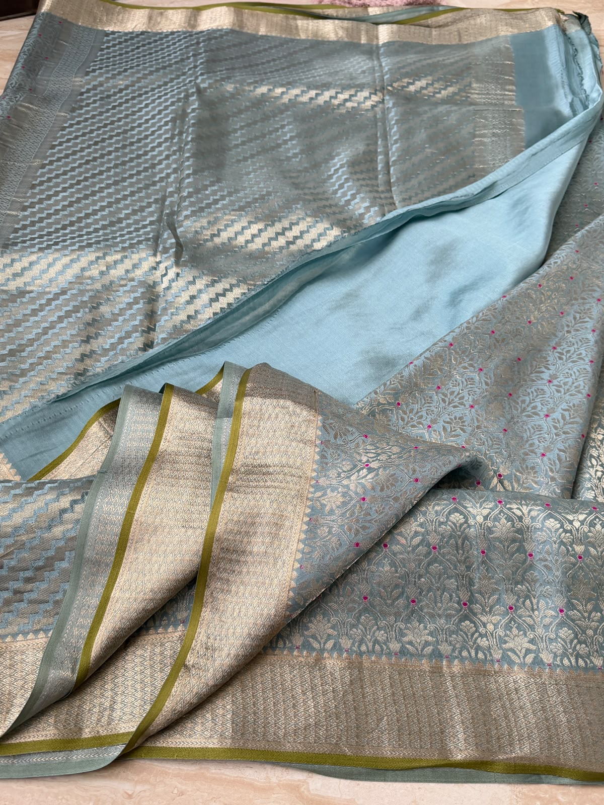 Pure Mysore Brocade Crepe Silk Saree With Meenakari Weave
