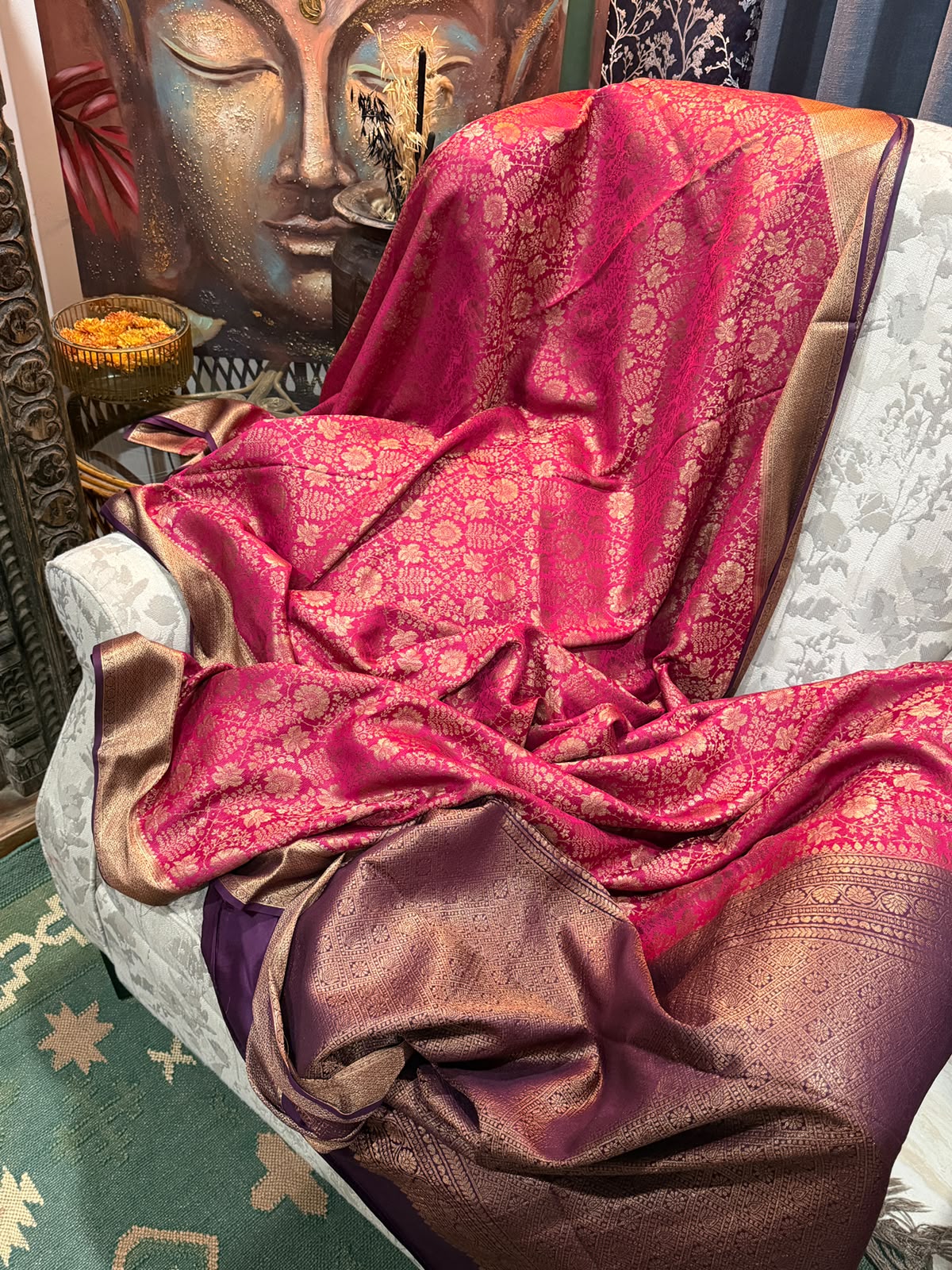 Mysore Brocade Crepe Silk With Antiq Zari Weave