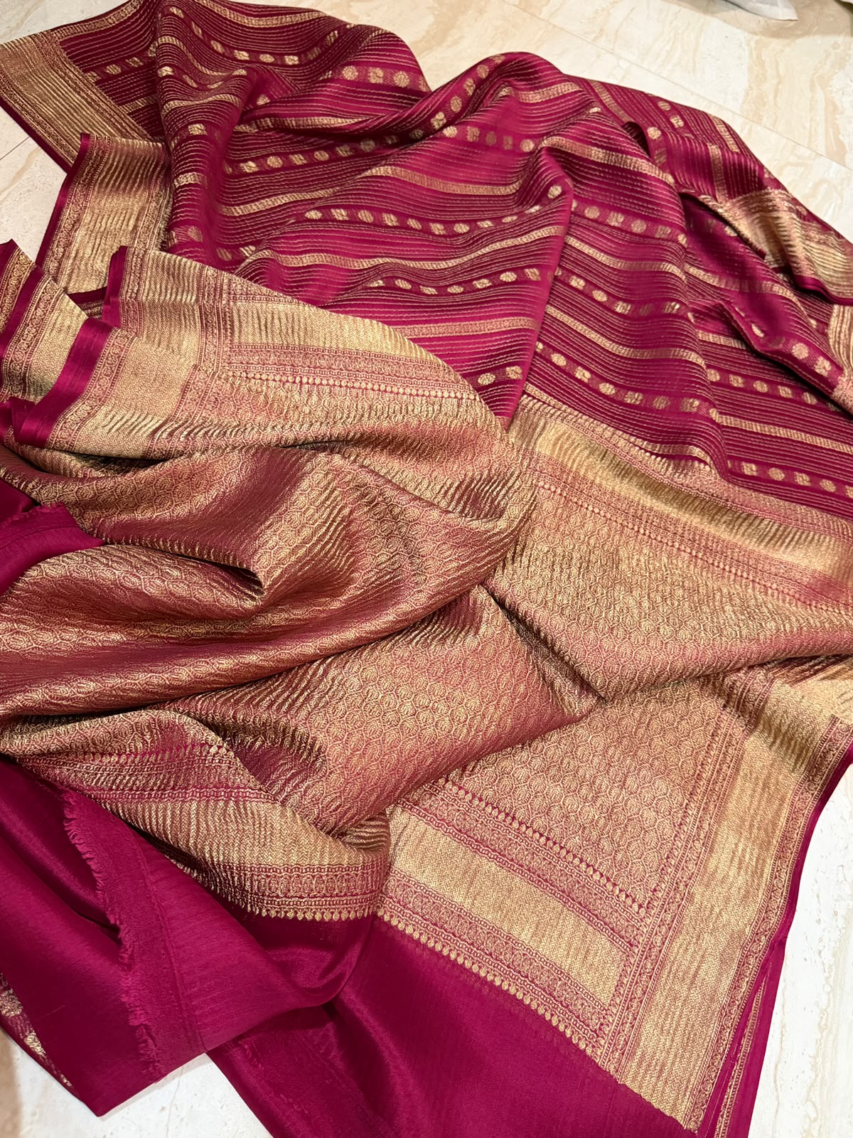 Mysore Brocade Crepe Silk With Zari Weave All Over