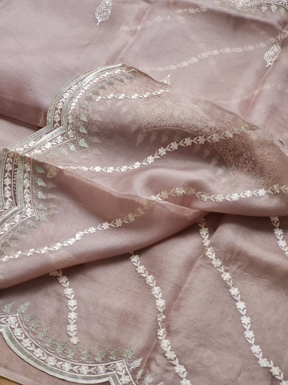 Pure Organza Saree with Scallop Border