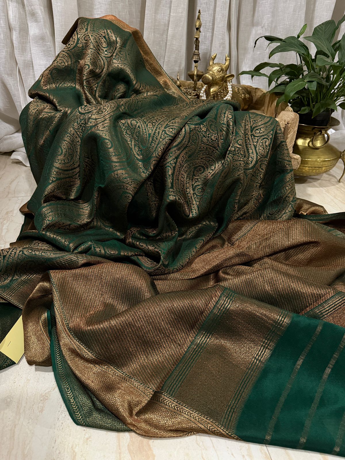 Pure Mysore Brocade Crepe Silk Saree With Antiq Zari