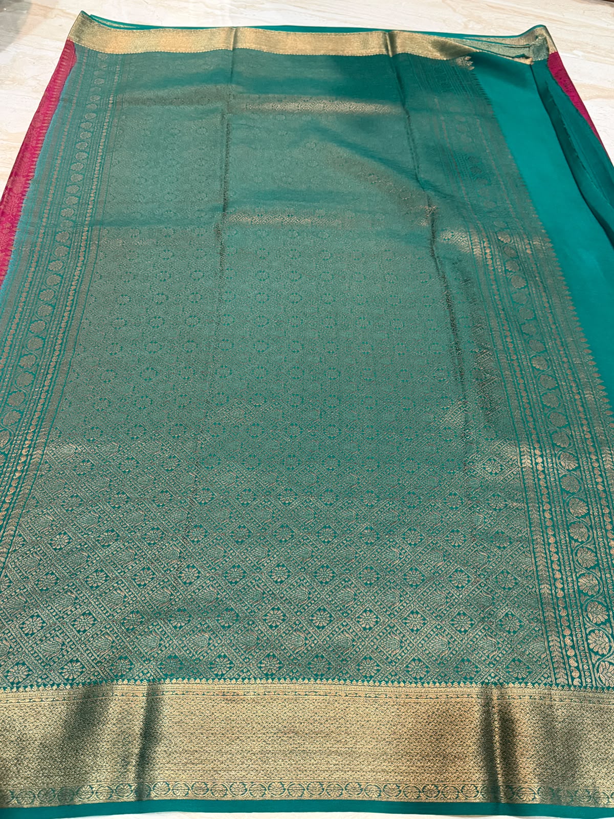 Mysore Brocade Crepe Silk With Antiq Zari Weave