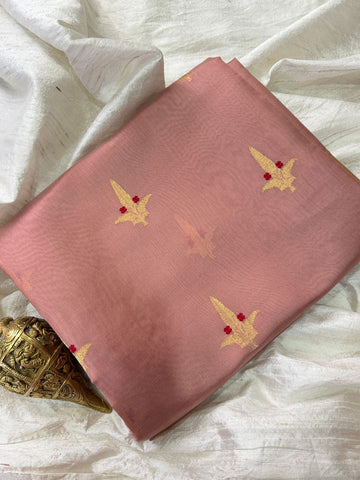 Pure Handloom Chanderi Pattu Soft Silk Saree with Meenakari Butta