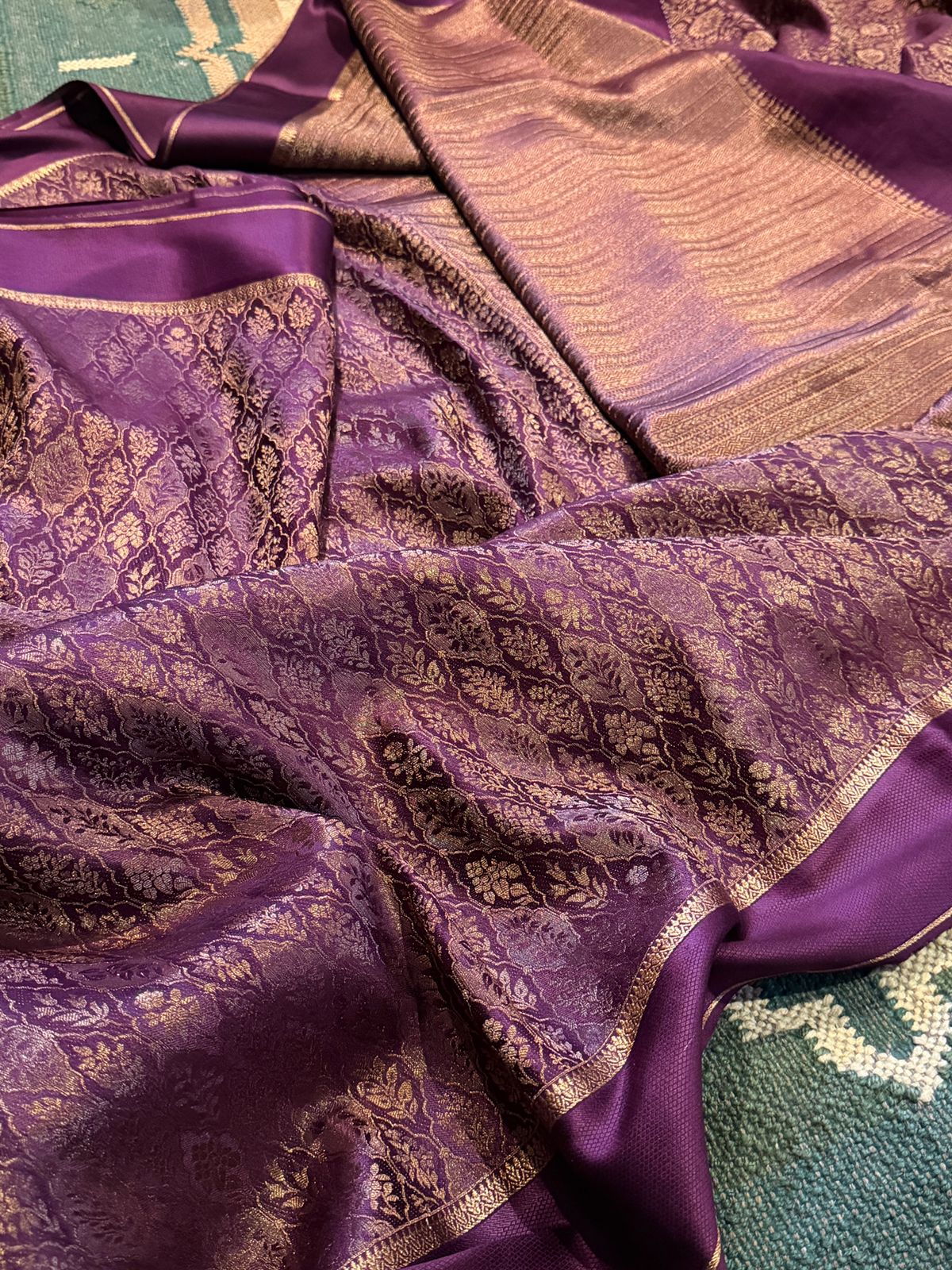 Pure Mysore Brocade Crepe Silk Saree With Antiq Zari Weave