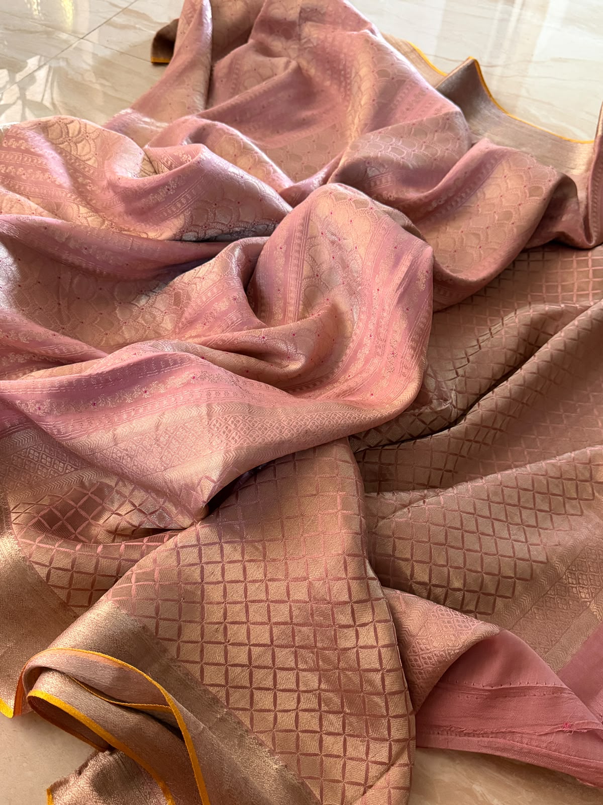 Pure Mysore Brocade Crepe Silk Saree With Meenakari