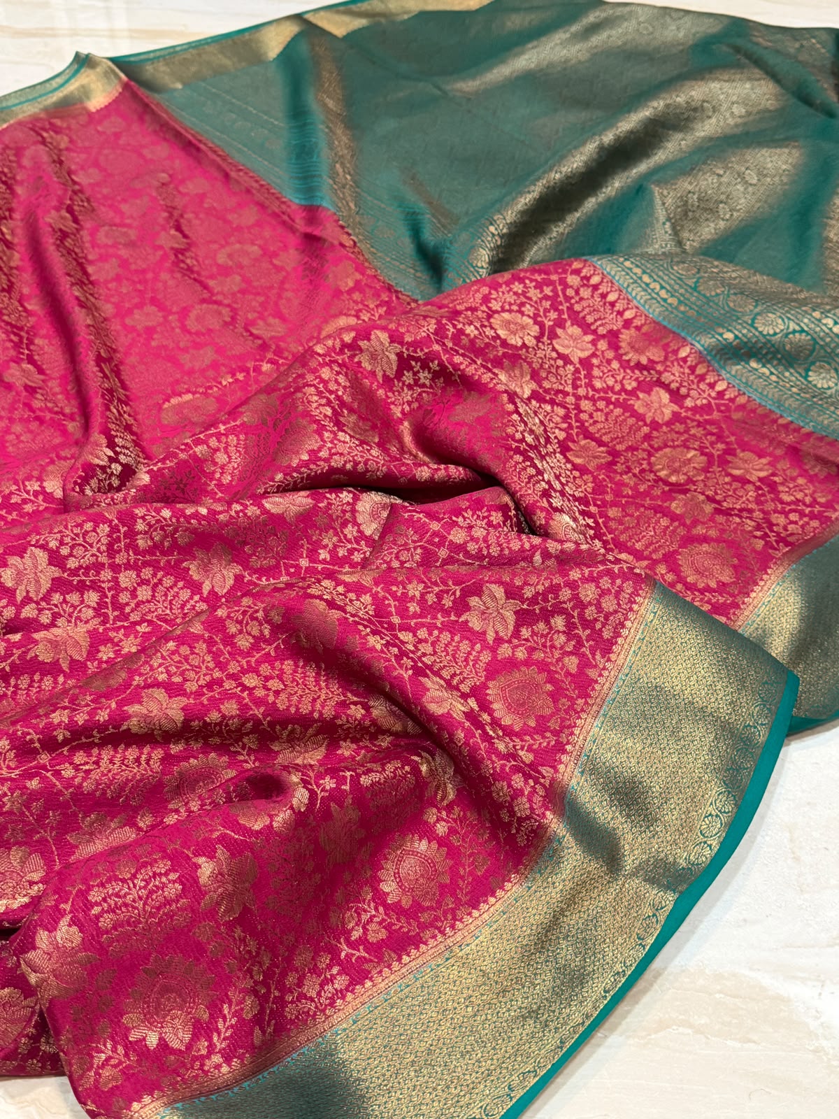 Mysore Brocade Crepe Silk With Antiq Zari Weave