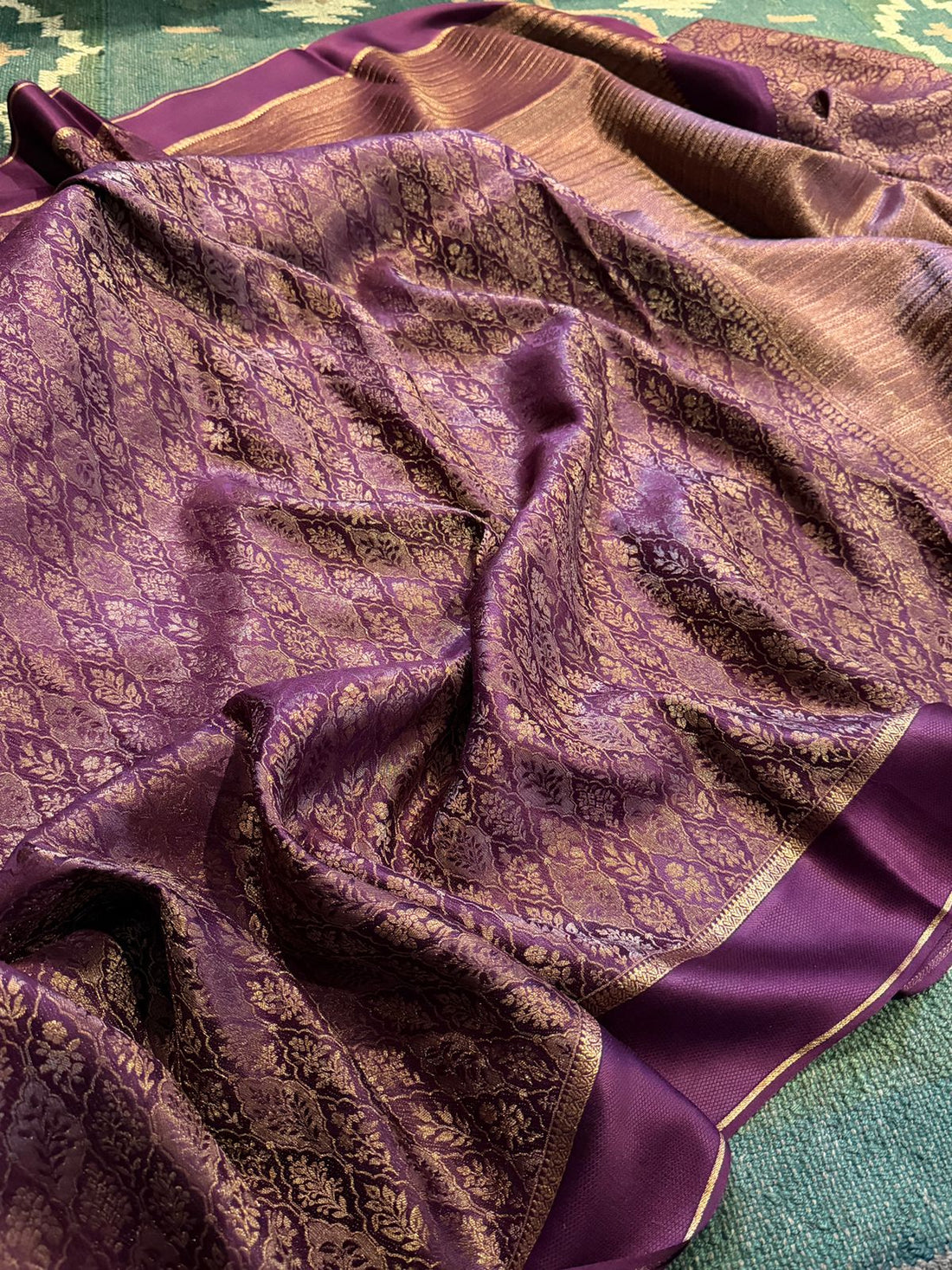 Pure Mysore Brocade Crepe Silk Saree With Antiq Zari Weave