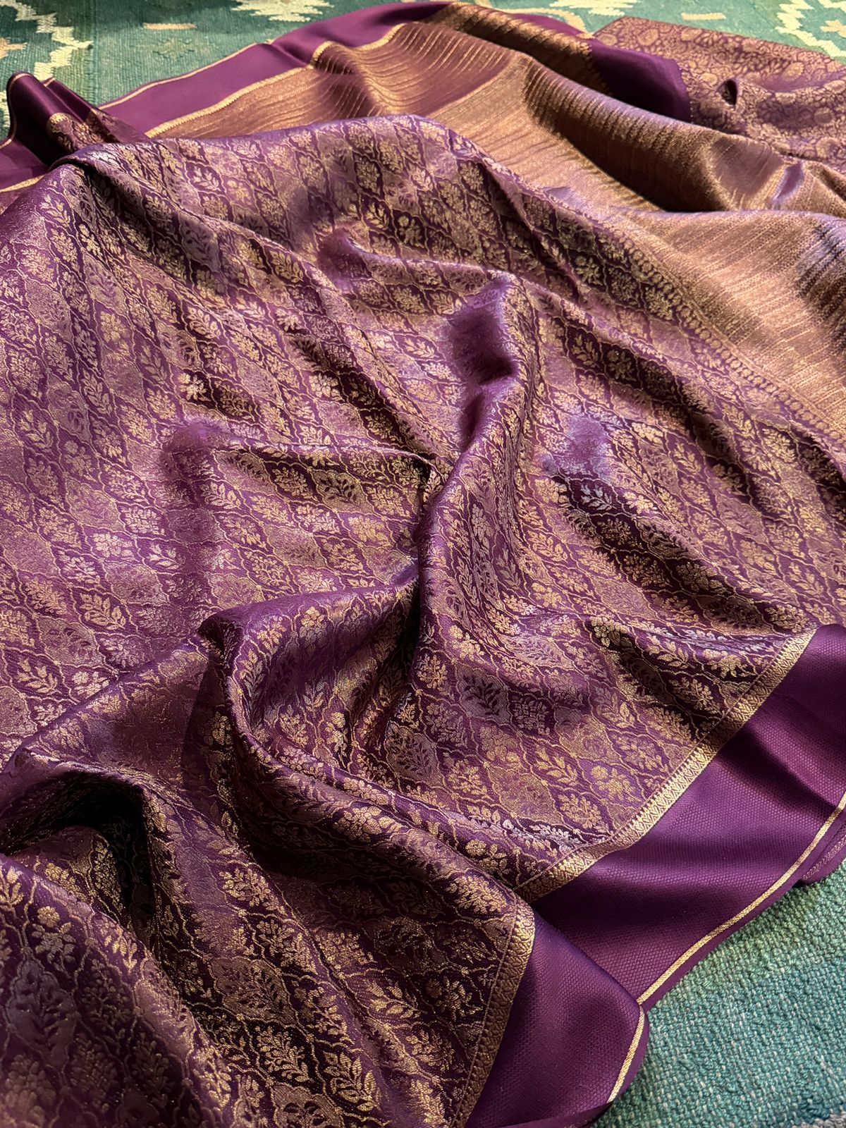 Pure Mysore Brocade Crepe Silk Saree With Antiq Zari Weave