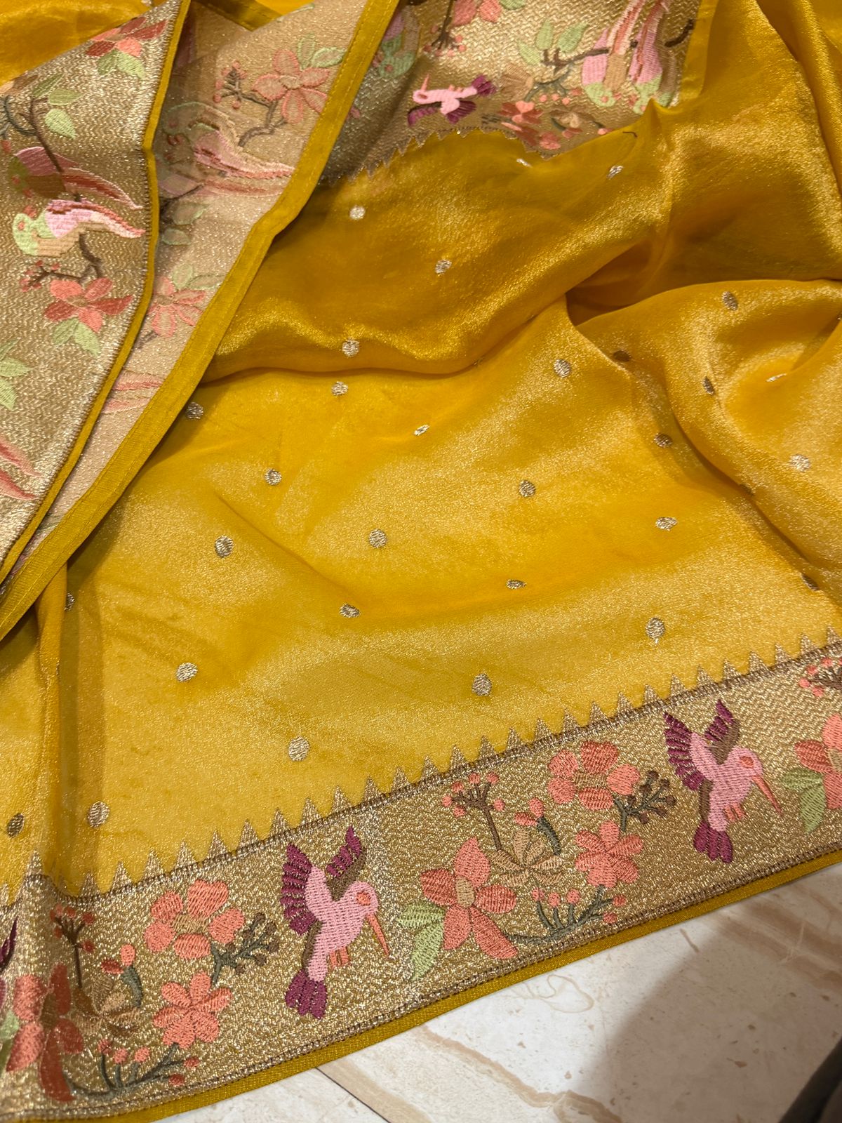 Premium Soft Tissue Silk Saree With Paithani Embroidery Border