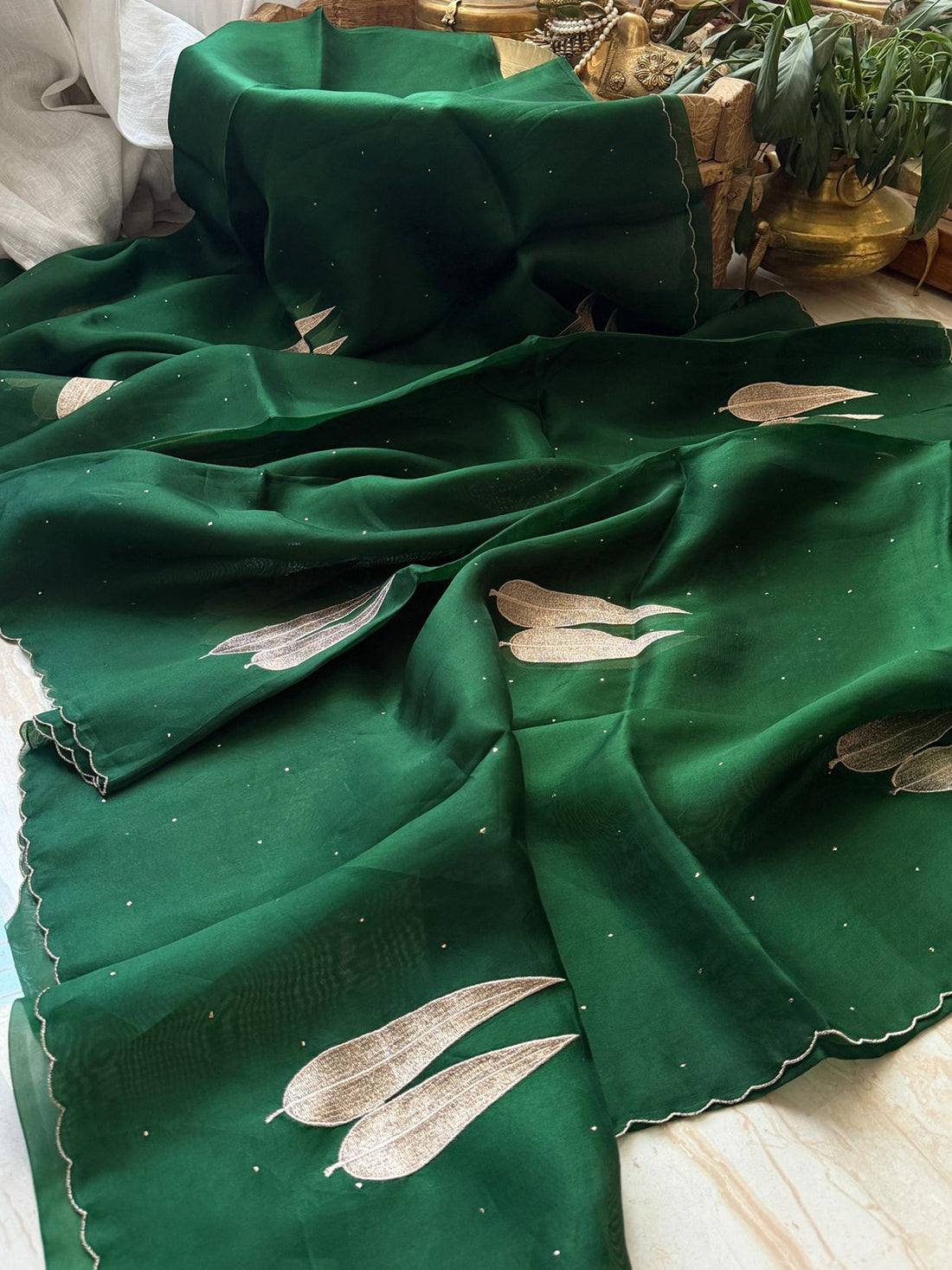 Pure Organza Elegance with Pita Leaf Motifs