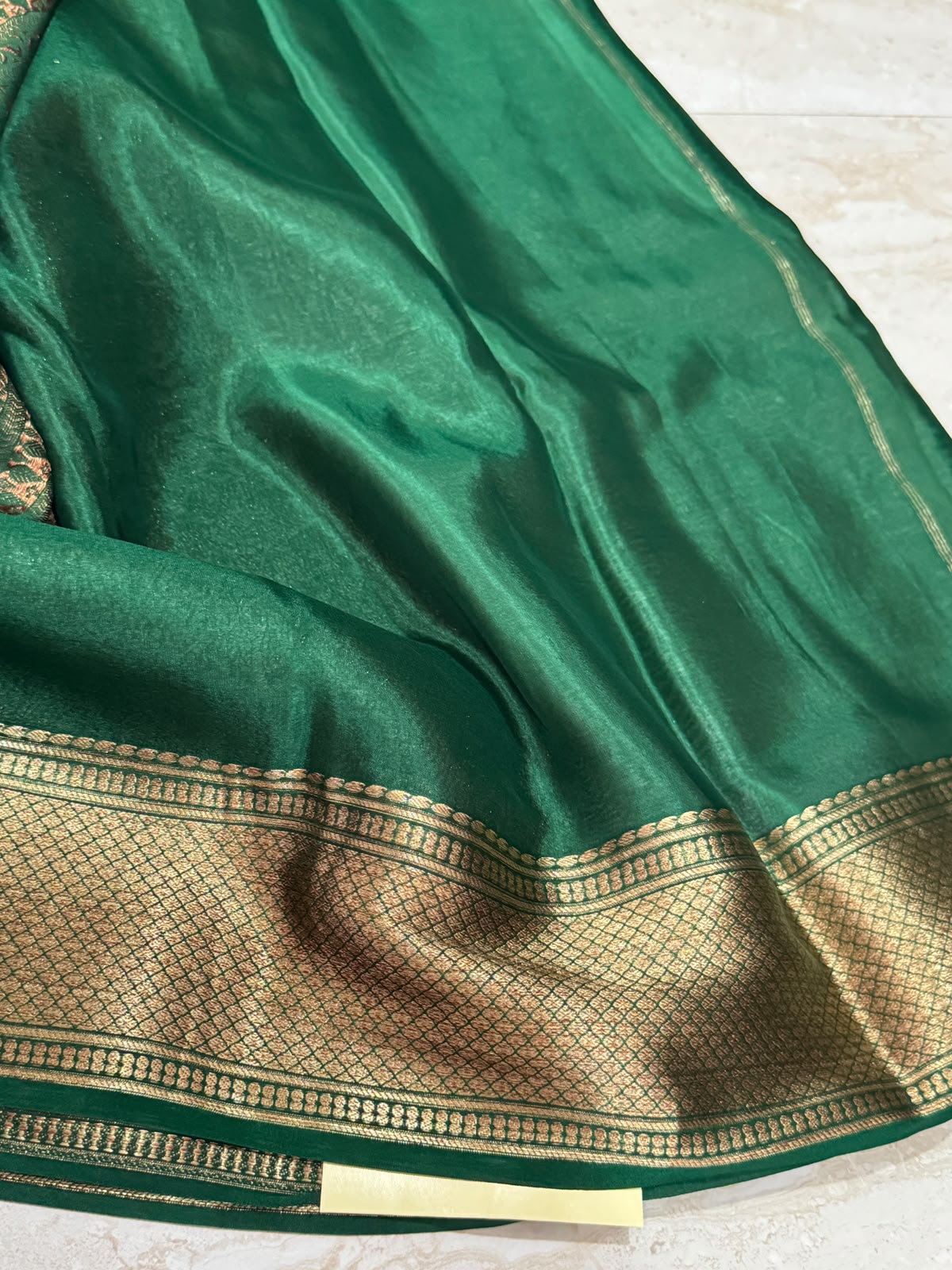 Mysore Brocade Crepe Silk Saree With Antiq Zari Weave