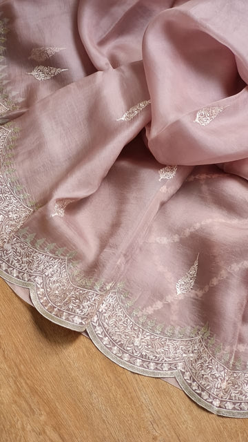 Pure Organza Saree with Scallop Border