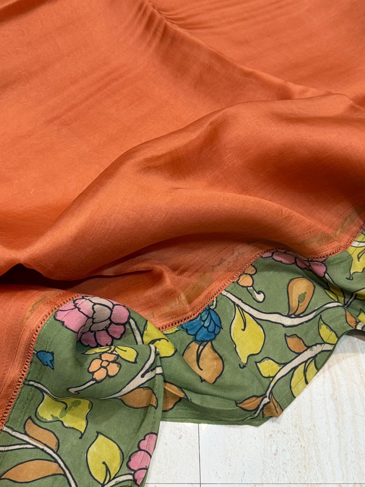 Elegant Organza Silk Saree with Modal Silk Kalamkari Border