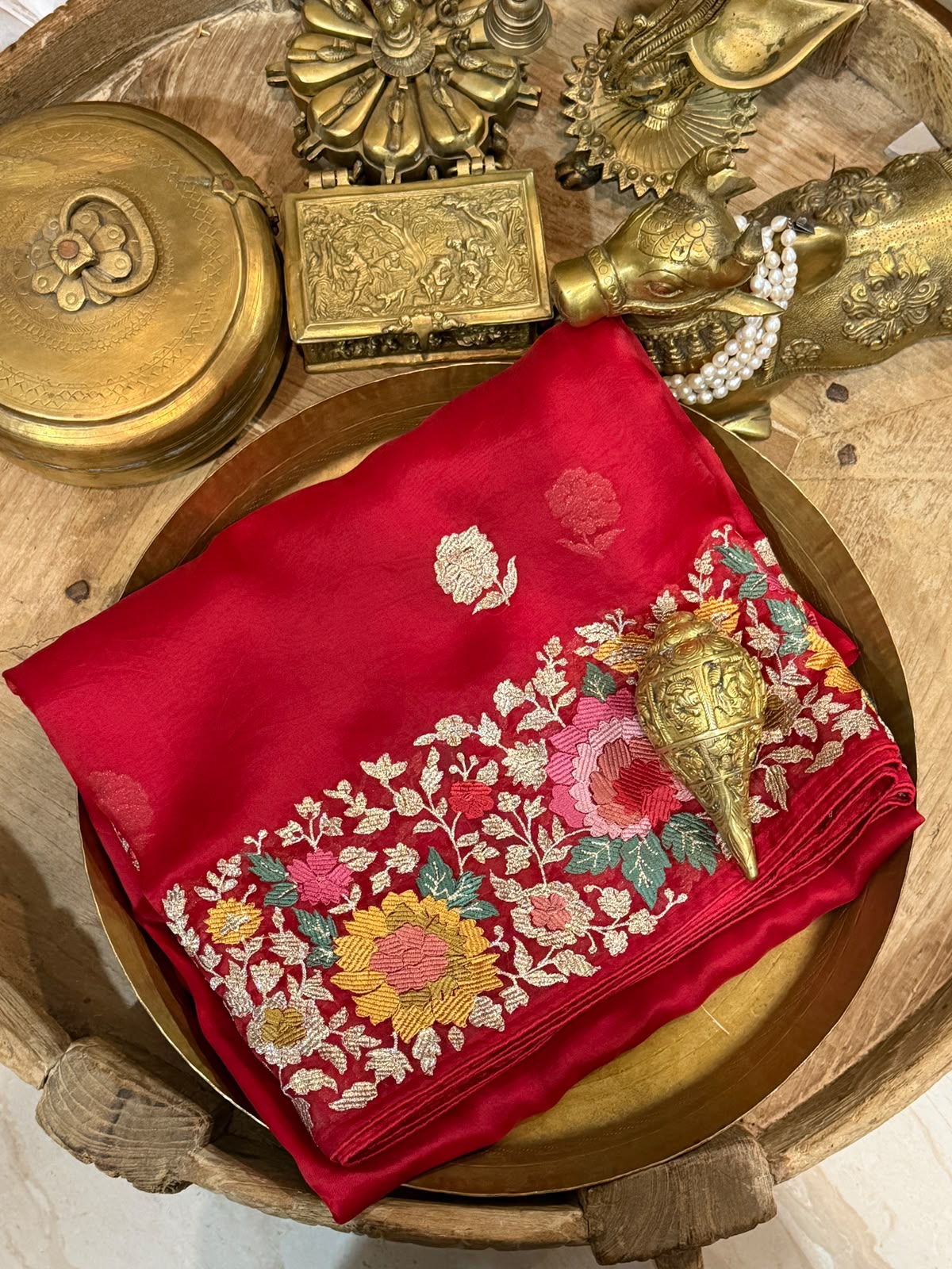 Pure Organza Silk Saree With Machine Embroidery