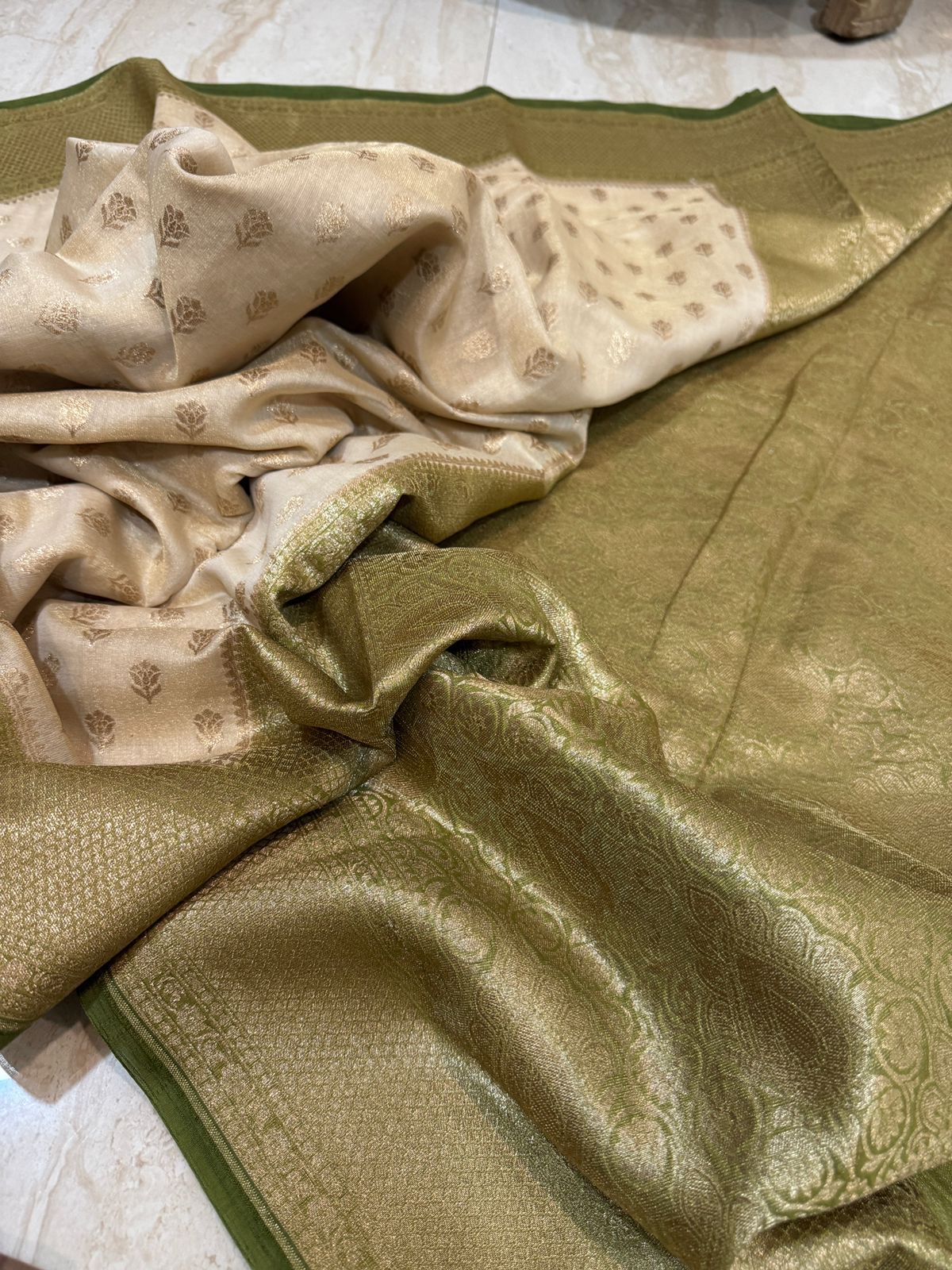 Banarasi Chanderi Soft Tissue Silk Saree With Zari Butta All Over