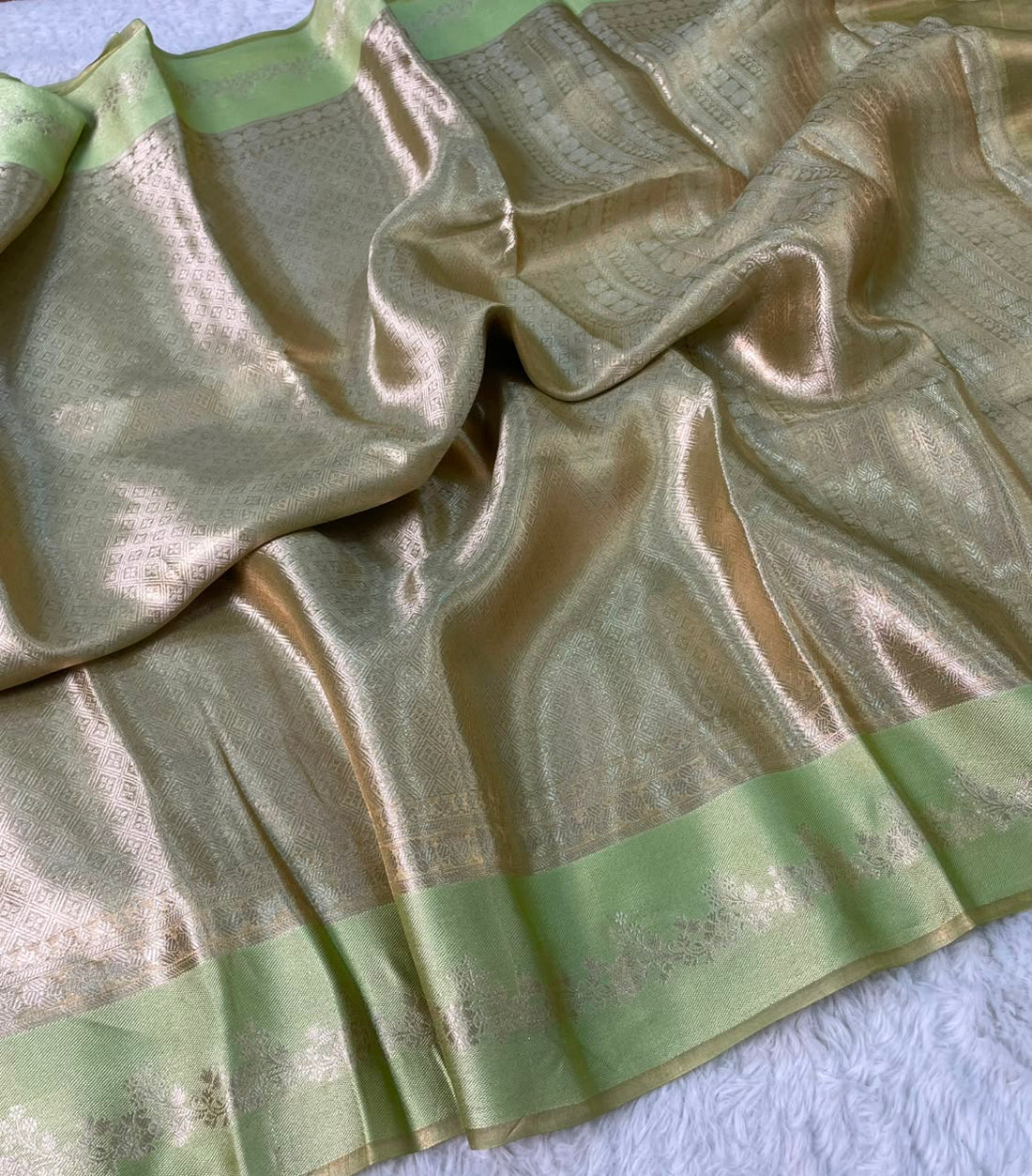 Banarasi Soft Brocade Tissue Silk Saree With Satin Patta Border