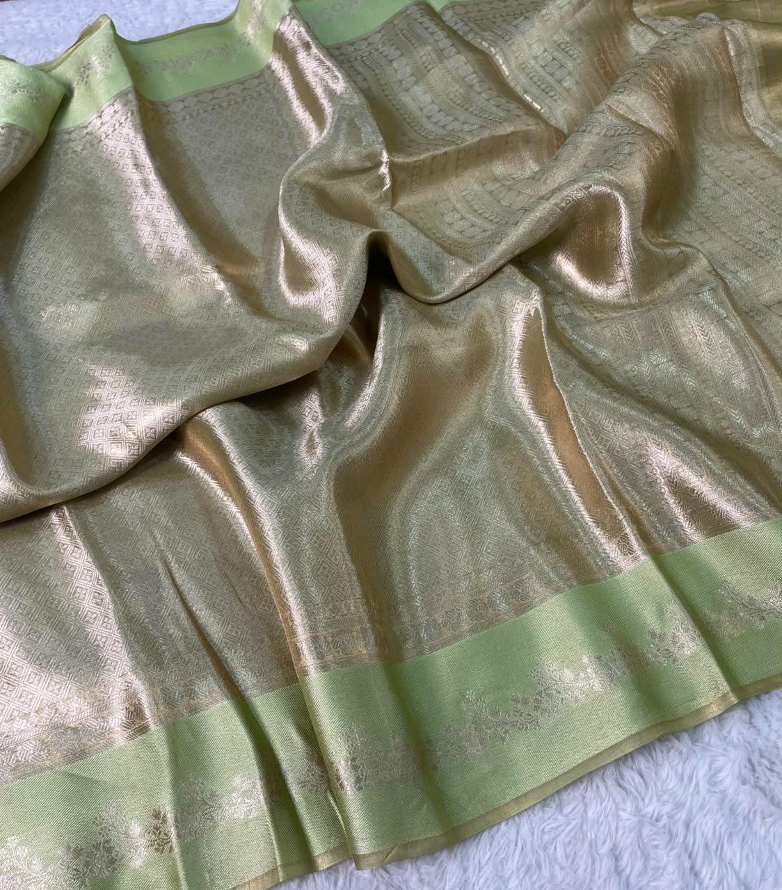 Banarasi Soft Brocade Tissue Silk Saree With Satin Patta Border