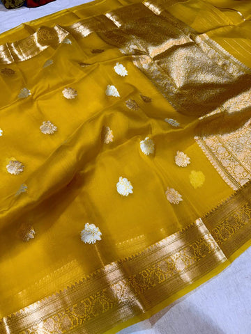 Pure Handloom Kora Banarasi Saree