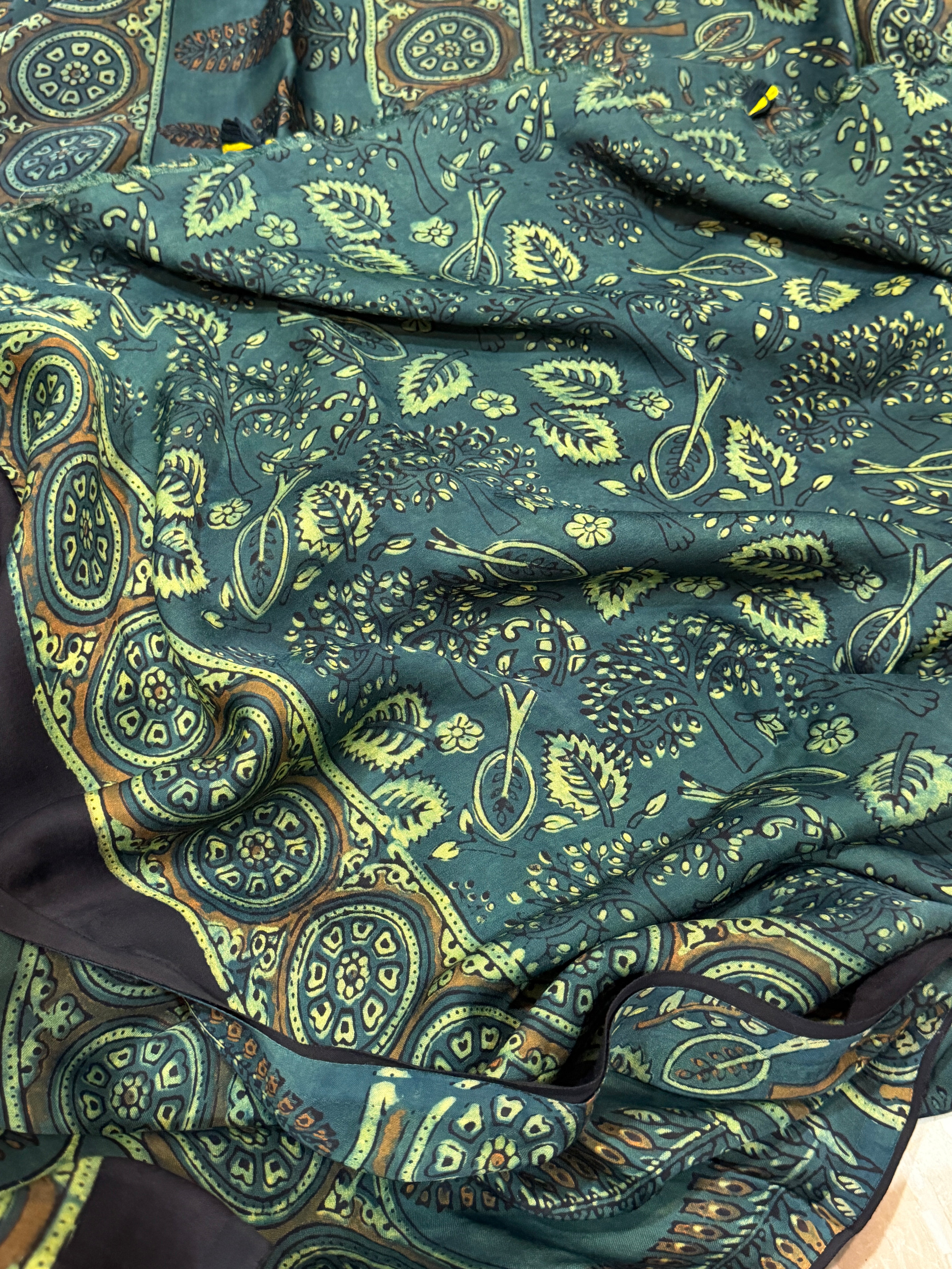 Pure Modal Silk Saree Hand Block Ajrakh Print