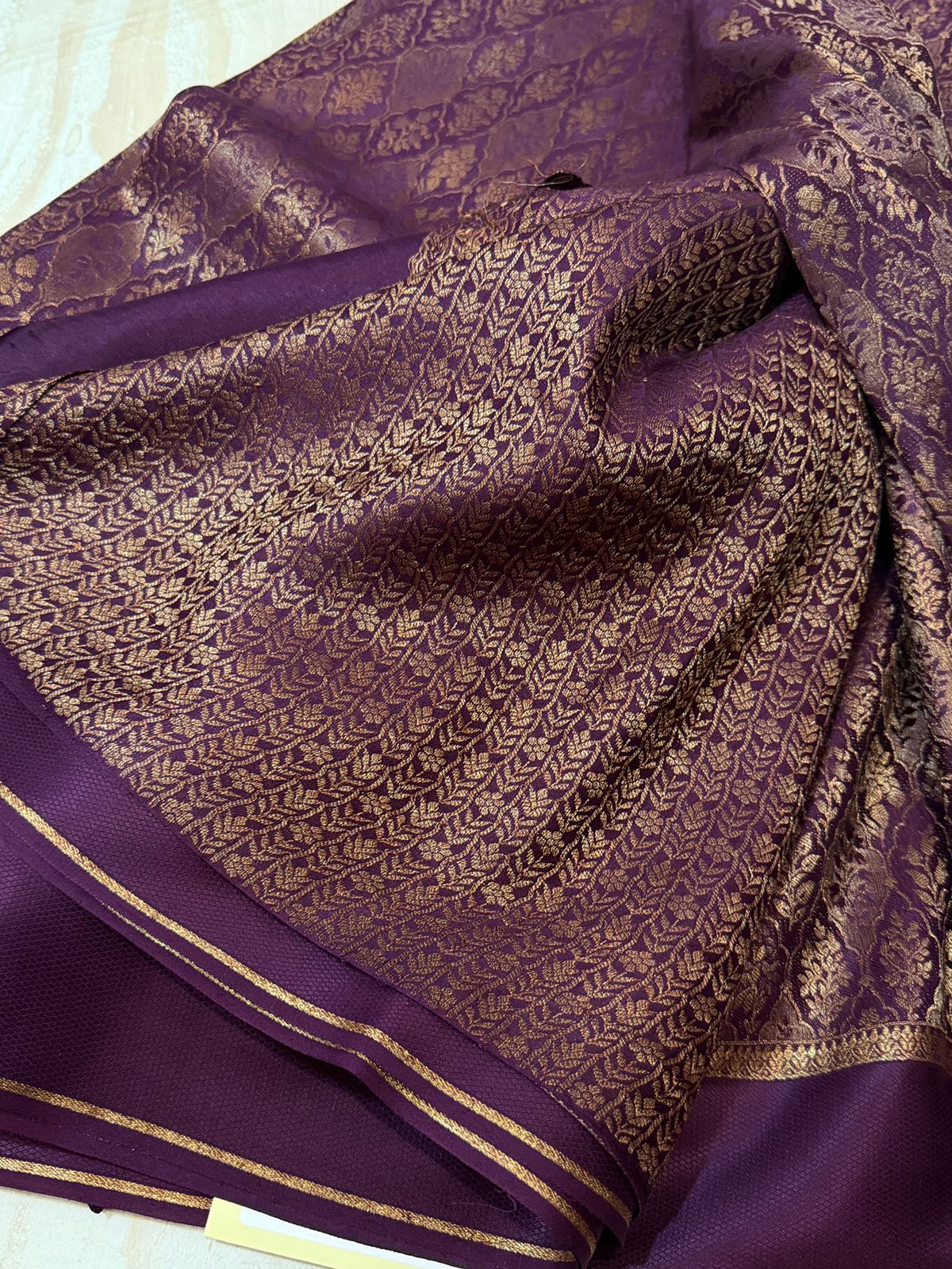 Pure Mysore Brocade Crepe Silk Saree With Antiq Zari Weave
