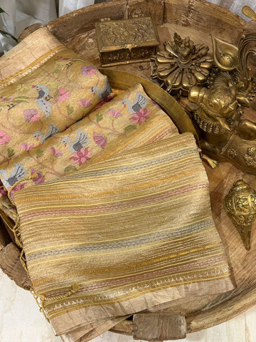 Pure Handloom Tissue Silk Banarasi Saree With Embroidery