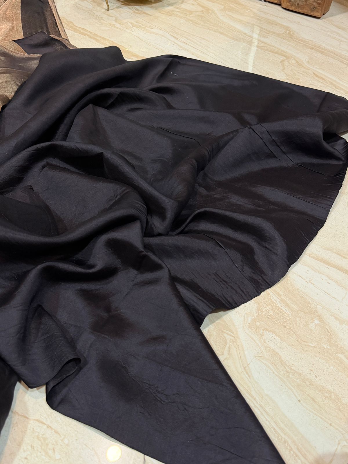 Metallic Tissue Silk Saree with Satin Patta Border