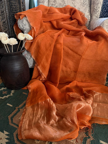 Pure Linen Tissue Silk Saree